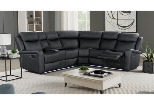 U6024 BLACK PU 72A SECTIONAL WITH LED AND 2 RECLINERS - Golden Home Furniture (Columbus, OH) - Multi Location