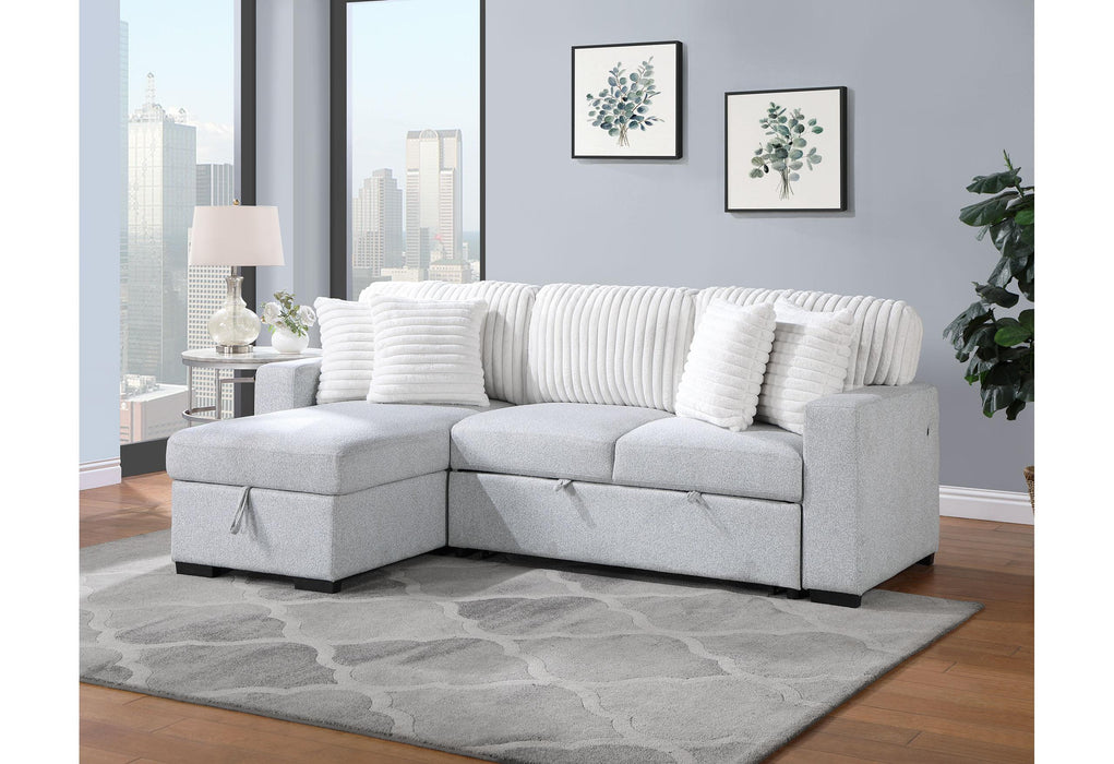 U0204 LIGHT GREY/WHITE REVERSIBLE PULL OUT SOFA BED - Golden Home Furniture (Columbus, OH) - Multi Location