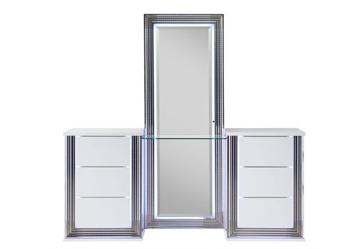 YLIME SMOOTH WHITE VANITY WITH LED - Golden Home Furniture (Columbus, OH) - Multi Location