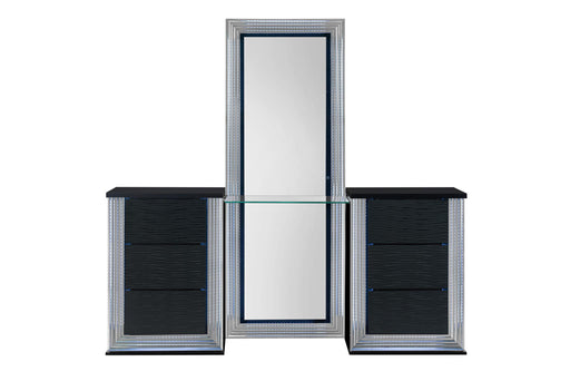 YLIME WAVY BLACK VANITY WITH LED - Golden Home Furniture (Columbus, OH) - Multi Location