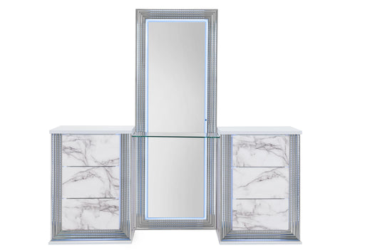 YLIME WHITE MARBLE VANITY WITH LED - Golden Home Furniture (Columbus, OH) - Multi Location