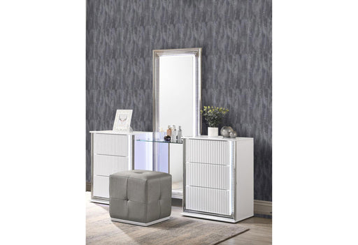 ASPEN WHITE VANITY WITH VANITY STOOL WITH LED - Golden Home Furniture (Columbus, OH) - Multi Location
