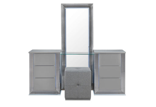 YLIME SMOOTH SILVER VANITY SET - Golden Home Furniture (Columbus, OH) - Multi Location