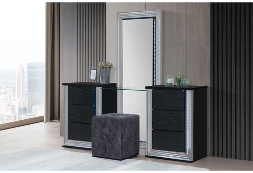 YLIME WAVY BLACK VANITY SET - Golden Home Furniture (Columbus, OH) - Multi Location