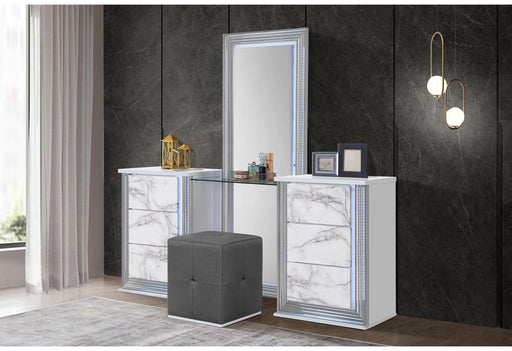 YLIME WHITE MARBLE VANITY SET - Golden Home Furniture (Columbus, OH) - Multi Location